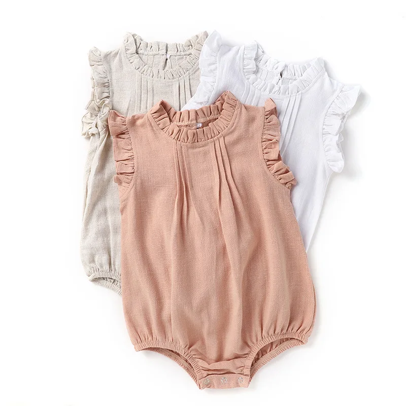 MILANCEL Mono de verano sin mangas para niñas – Lino transpirable - imagen 3