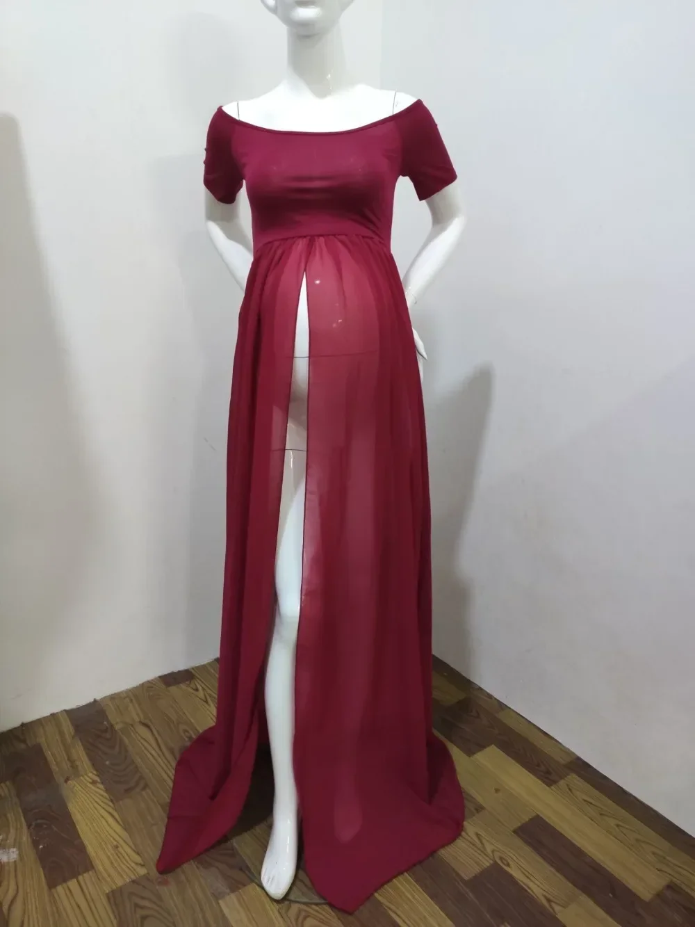Vestido para sesión de fotos de embarazo con hombros descubiertos - imagen 4