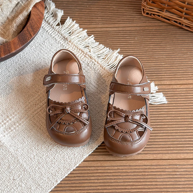 Sandalias antideslizantes de verano para niñas con encaje y lazo - imagen 2