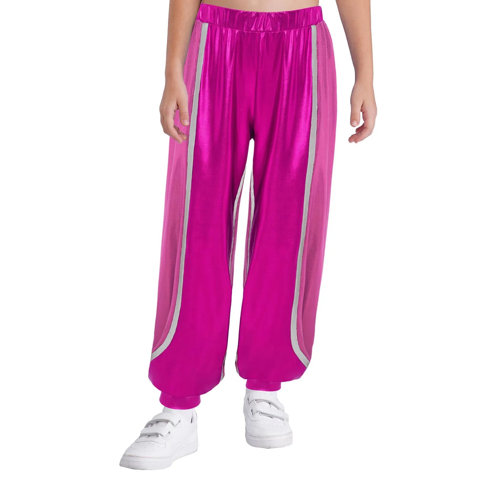 Conjunto hip hop metálico brillante con sudadera y pantalón niñas - imagen 2