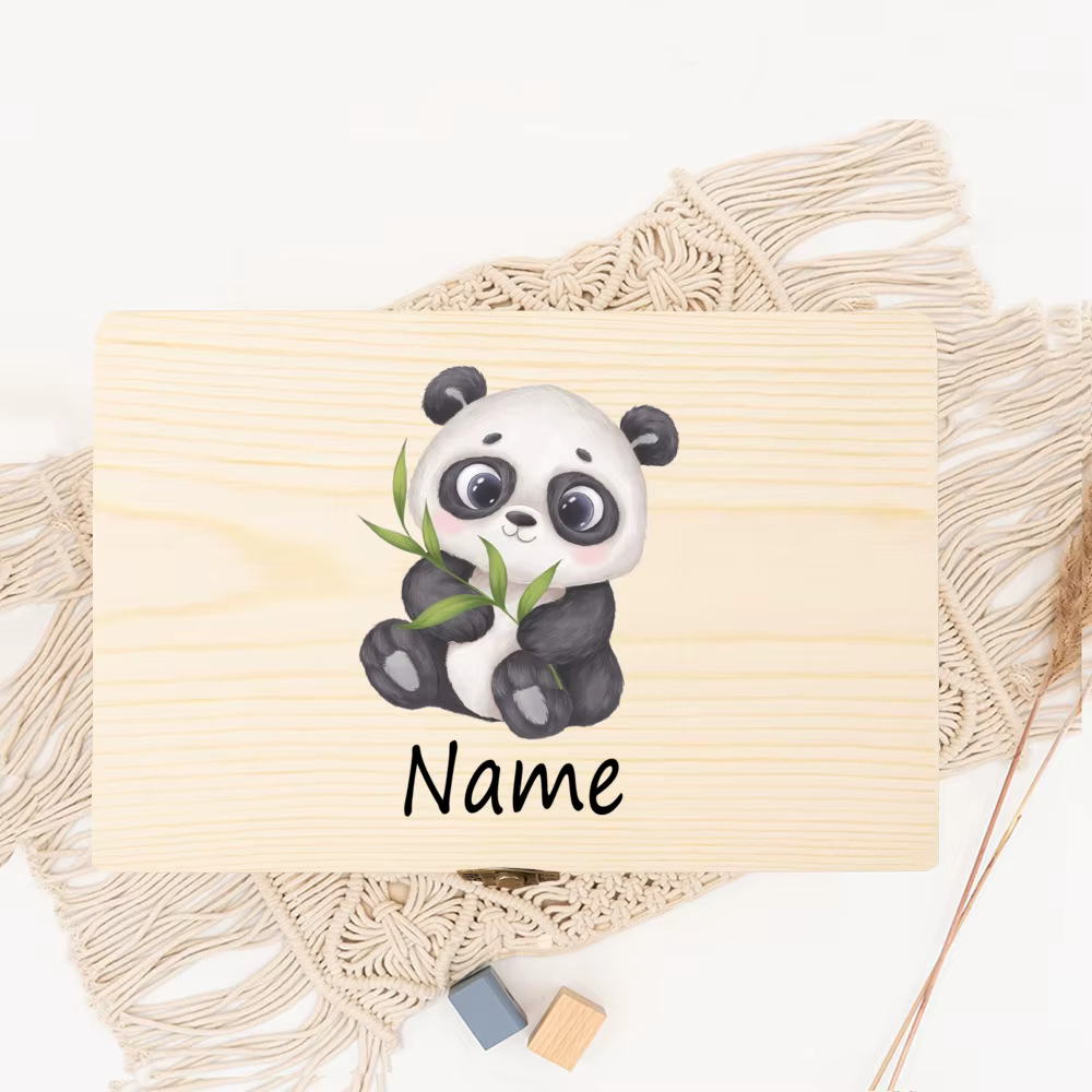 Caja de madera personalizada con nombre y animales para bebé - imagen 4