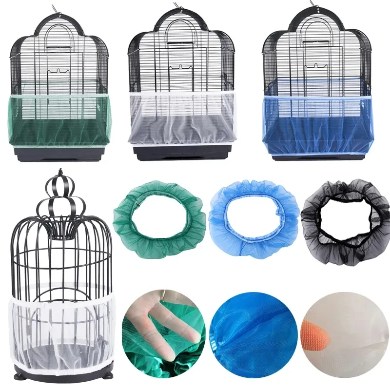 Protector semillas malla nailon para jaula pájaros fácil limpieza - imagen 3