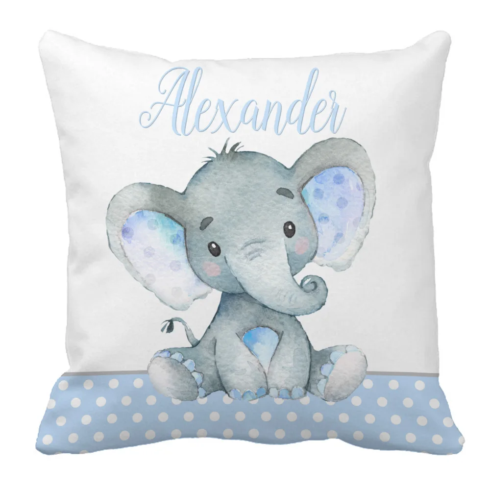 LVYZIHO Juego de sábanas cuna bebé con nombre y elefante azul - imagen 3