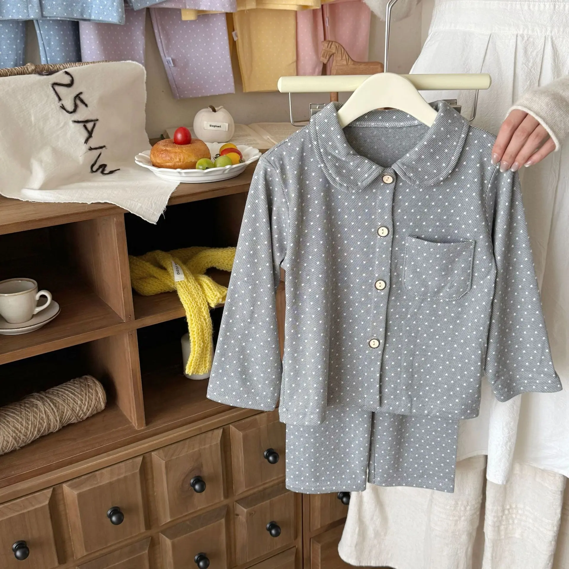 Pijamas de lunares holgados y suaves para niños en invierno - imagen 4