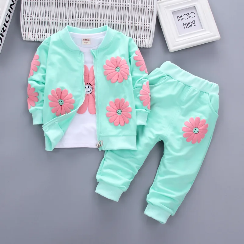 Conjunto de algodón con estampado floral para bebé y niña