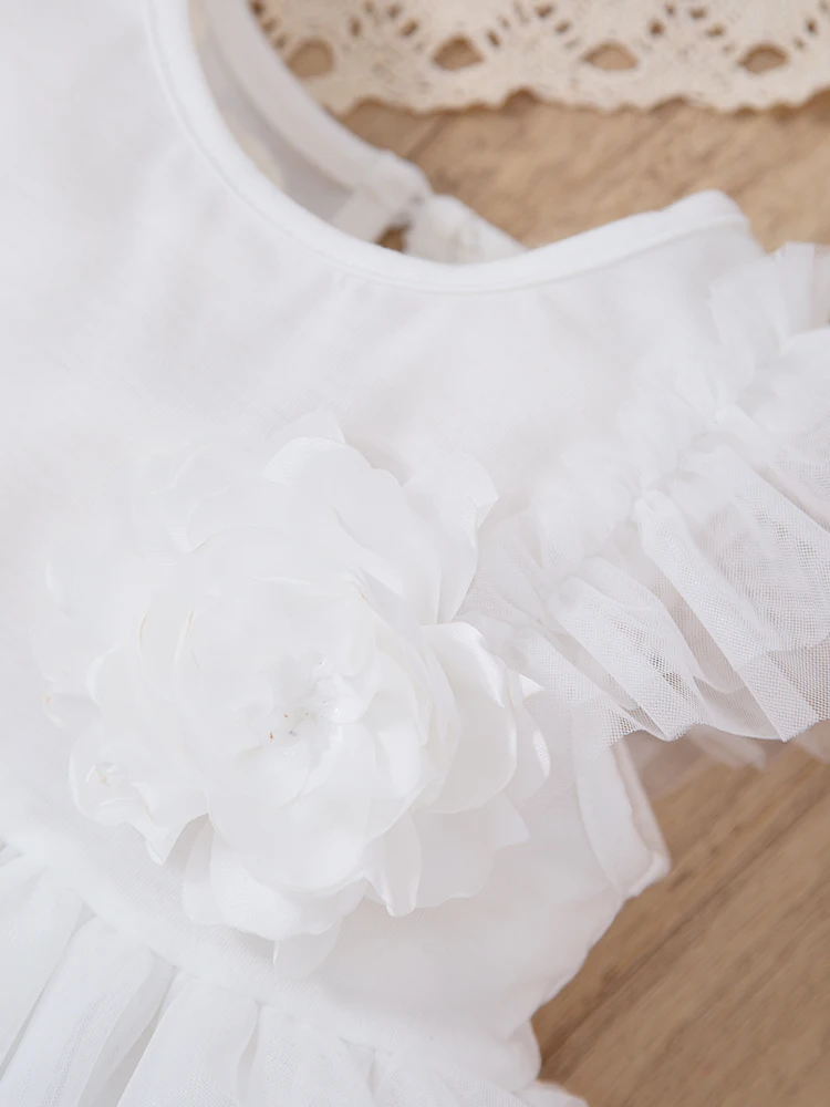 Vestido bautizo niña gasa blanca para ceremonia de bebé - imagen 3
