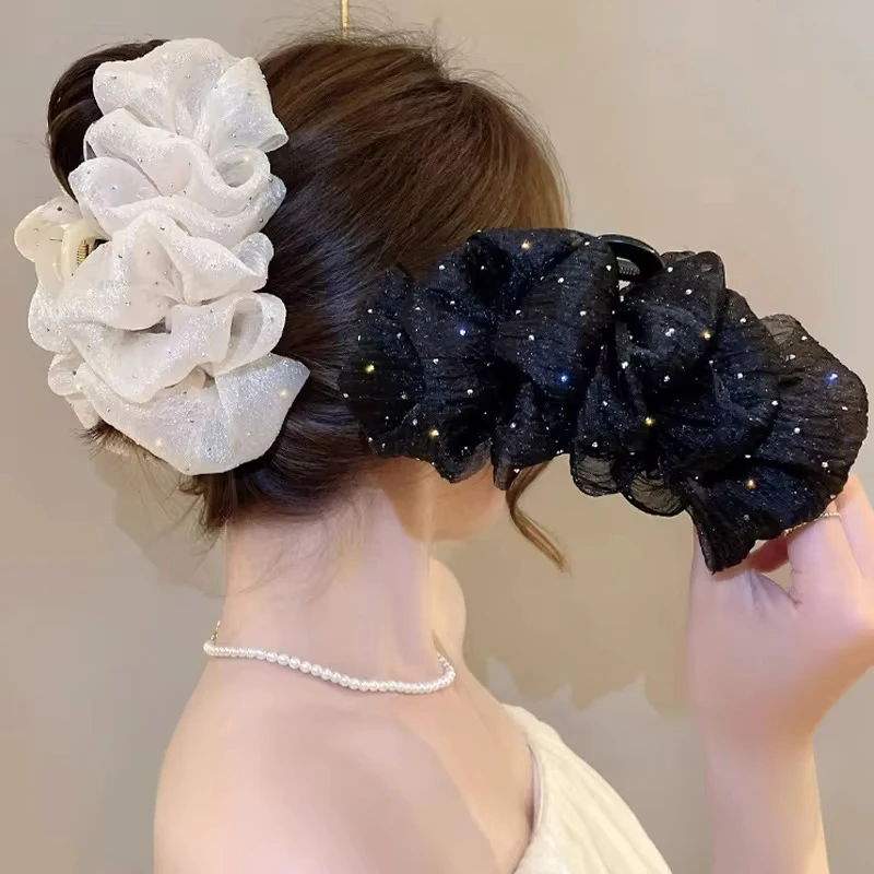 Pinzas de pelo con lazo de malla para niñas – Suaves y elásticas - imagen 3