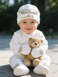Traje de ángel blanco para bebé de ceremonia y fotos