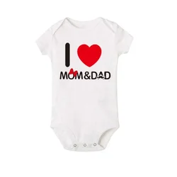 Pelele algodón puro para bebé – Motivos I Love Mom y Dad verano
