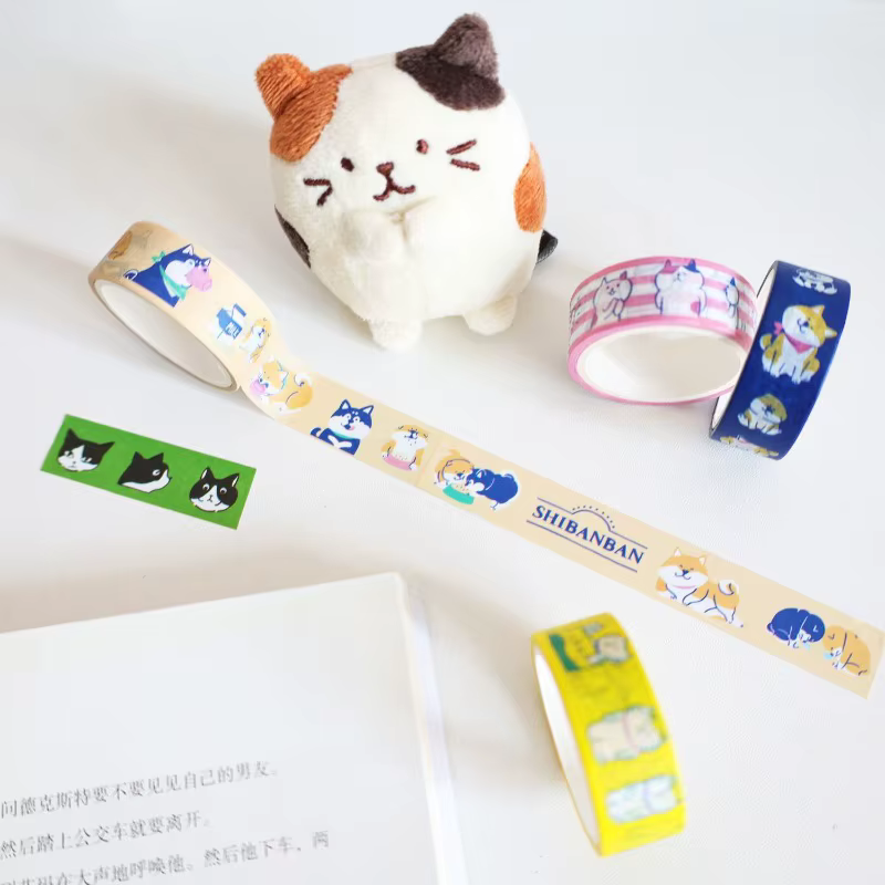 Cinta washi decorativa gatos y perros estilo japonés para manualidades - imagen 2