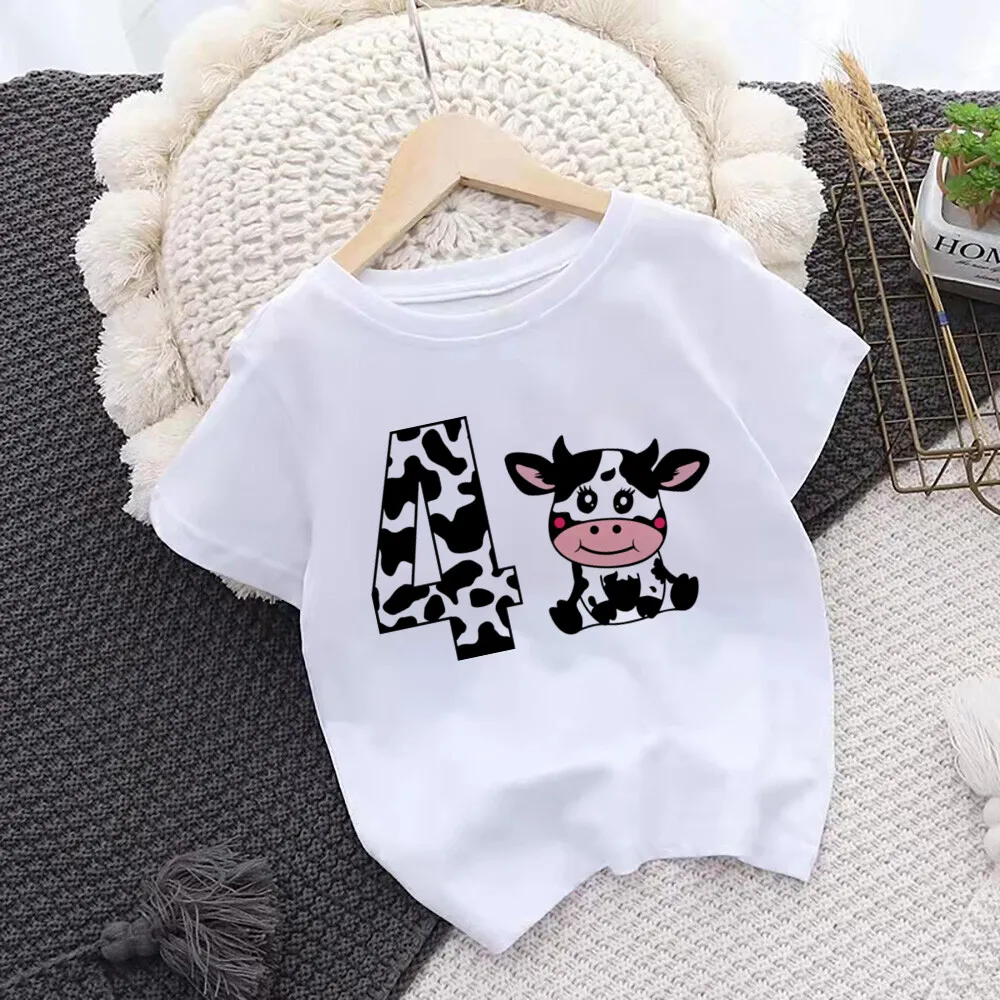 Camiseta de cumpleaños vaca con número para niña - imagen 2
