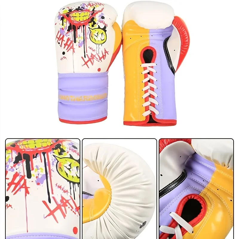 Guantes de boxeo ajustables con cordón y forro multicapa PU - imagen 2