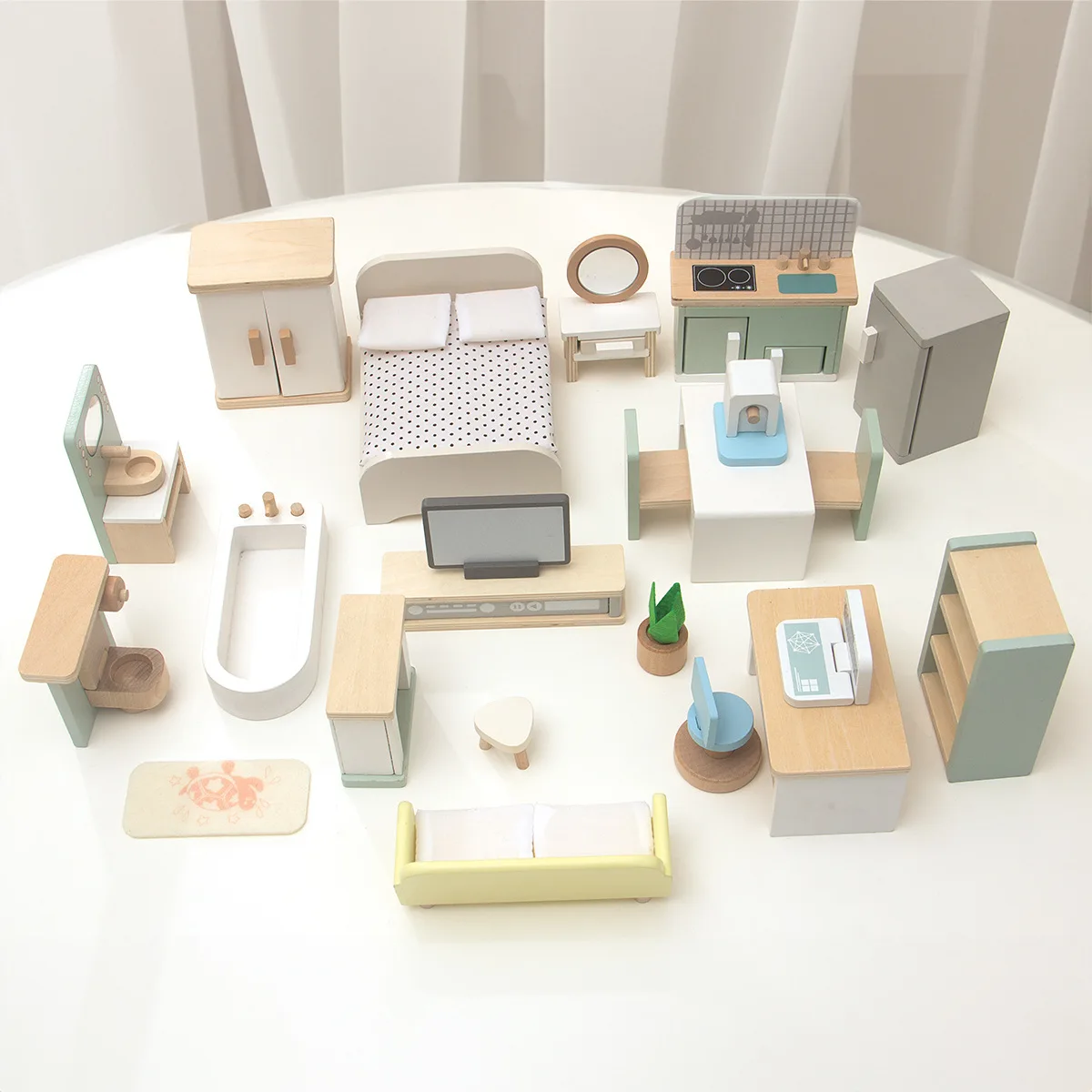 Sofá cama en miniatura para casa de muñecas, accesorio de juego - imagen 4