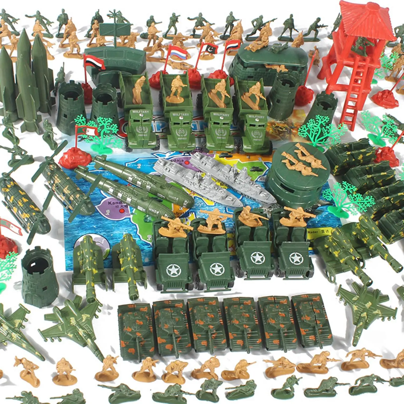 Set de soldados de juguete con tanques y vehículos base ejército - imagen 5