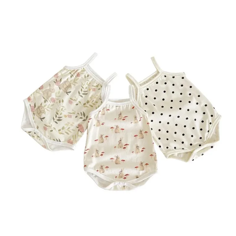 Pelele de verano estampado con tirantes finos para bebés