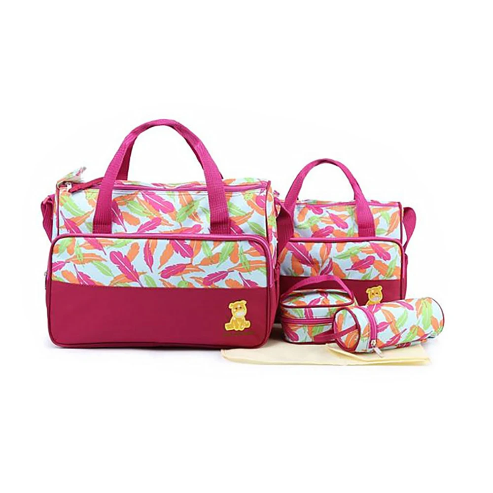 Bolsa de pañales con compartimentos organizadores y estampado floral - imagen 3