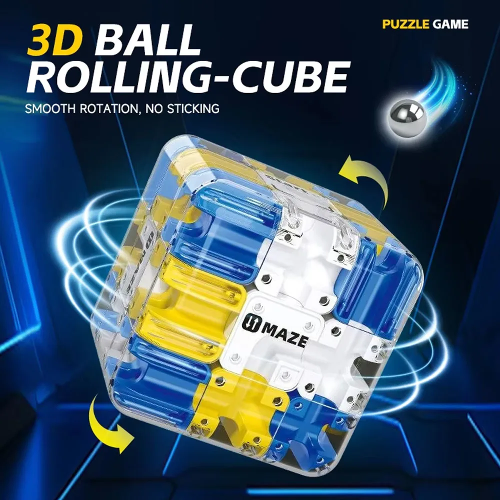 Cubo mágico con laberinto y bolas rodantes