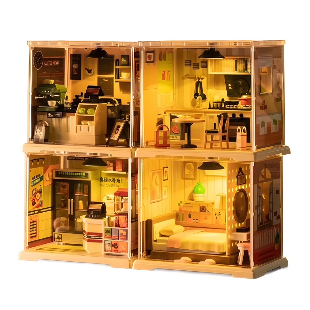 Escena iluminada de la casa terminada