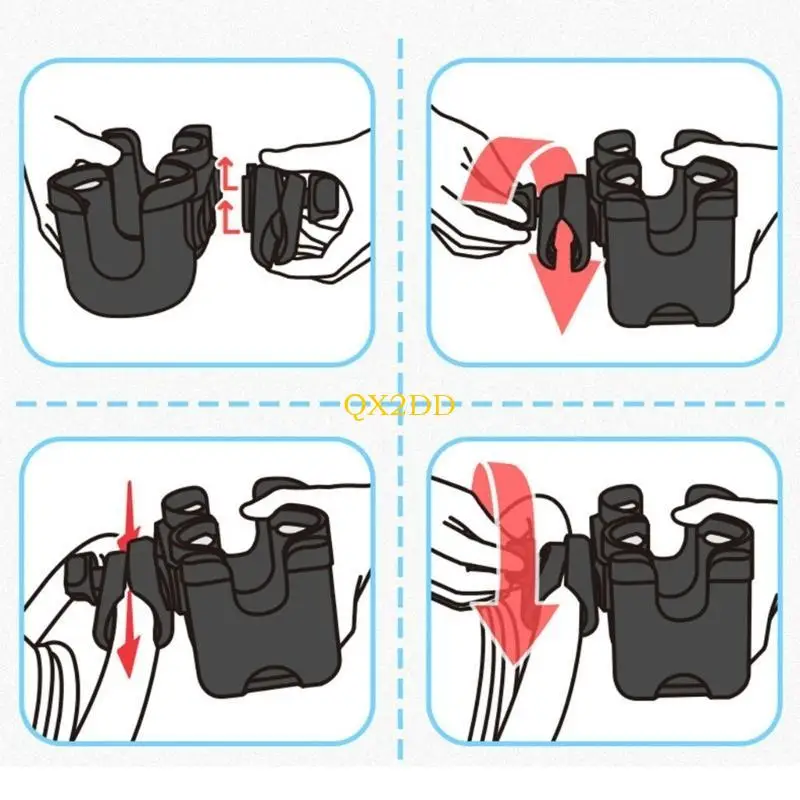 QX2D soporte bebidas doble para cochecito con giro - imagen 2
