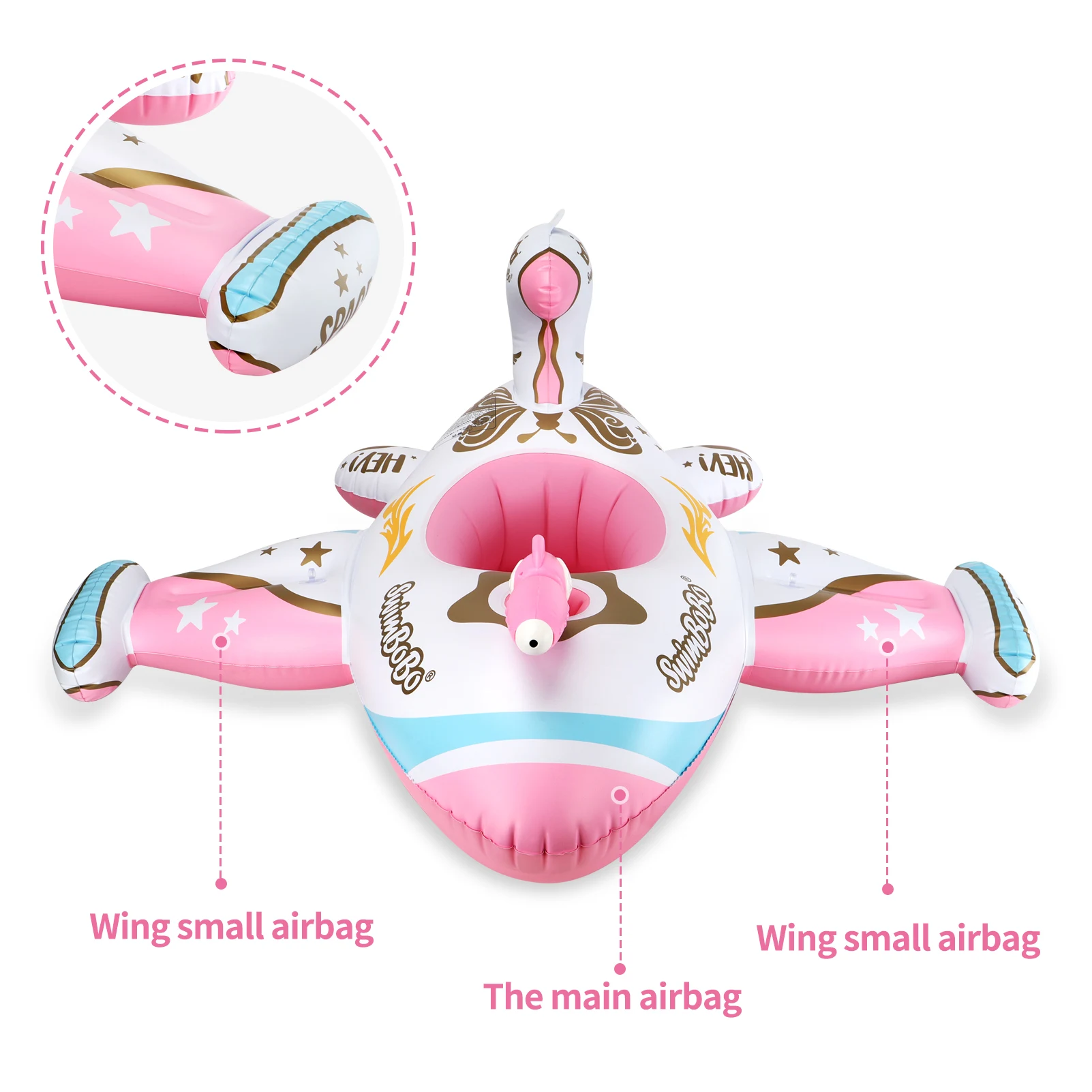 Swimbobo anillo de natación rosa con dosel y pistola de agua - imagen 4