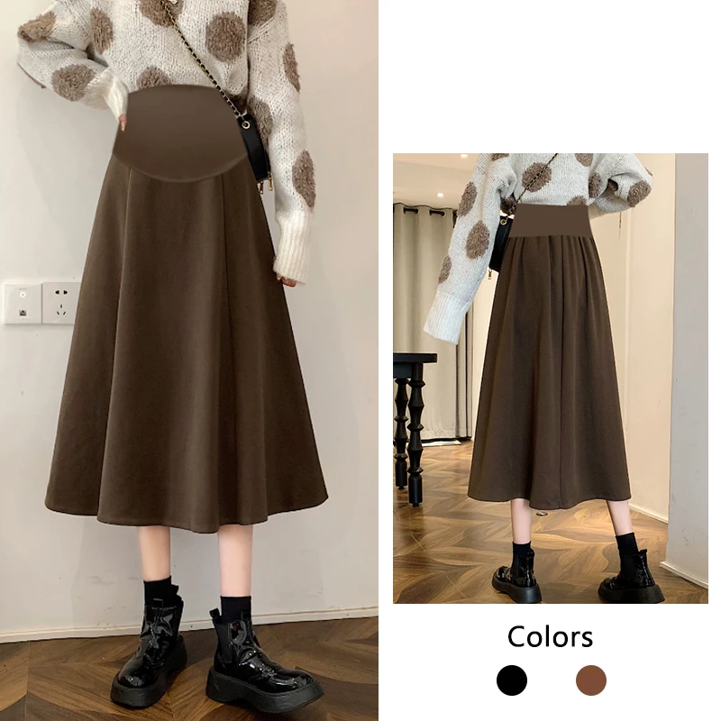 Falda de maternidad larga de algodón suave y cómoda para trabajar - imagen 3