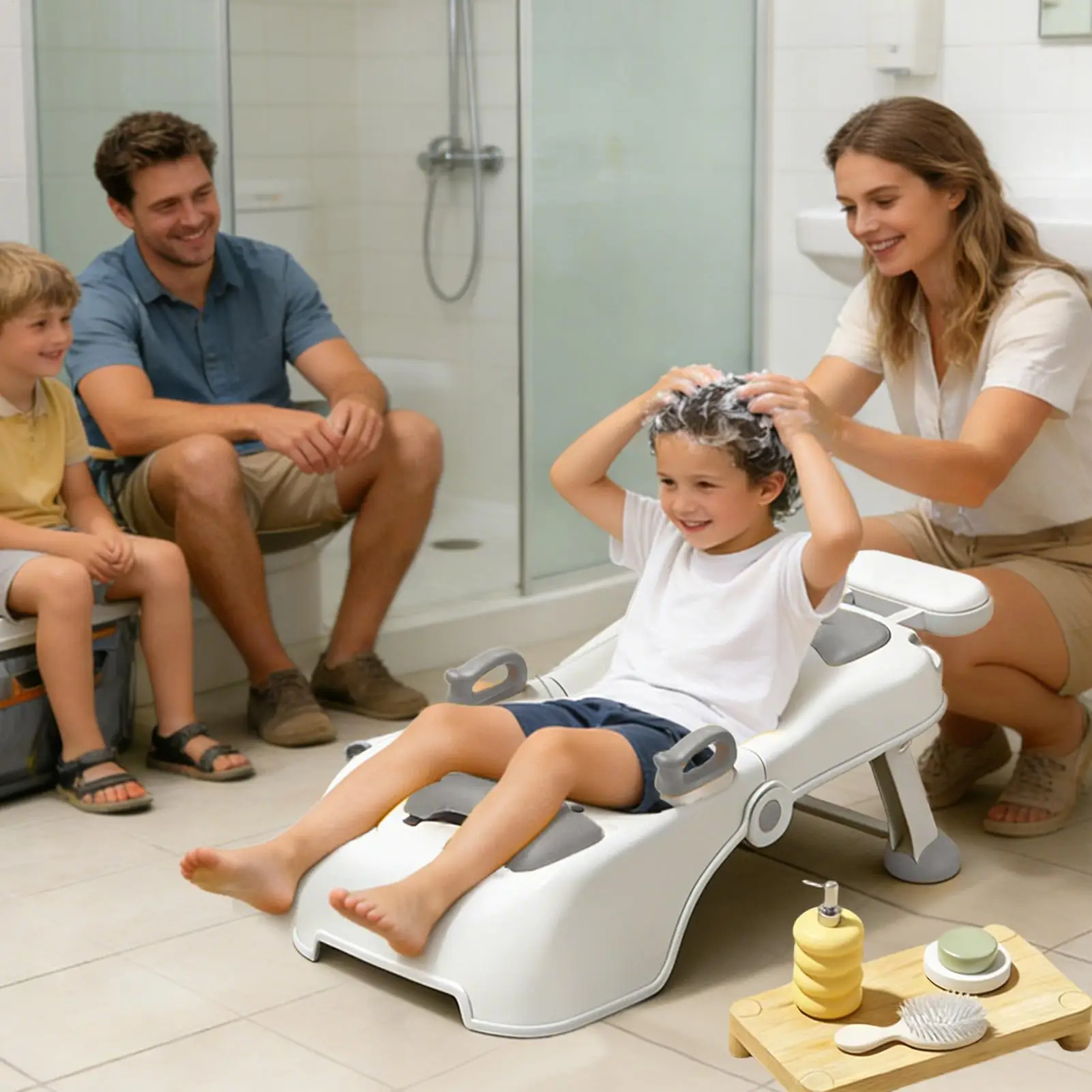 Silla de lavado plegable y portátil para niños y niñas de baño - imagen 5