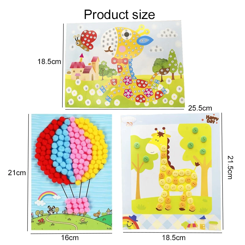 Pegatinas infantiles decorativas con botones y pompones artesanía - imagen 2