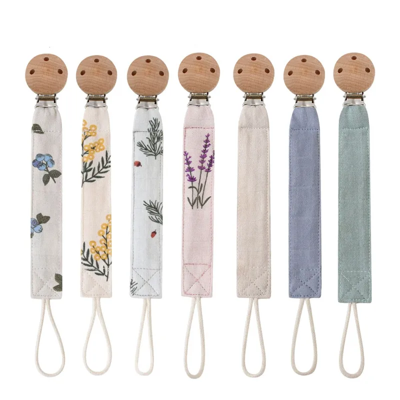 Sujetachupetes floral de algodón y lino – Bebé
