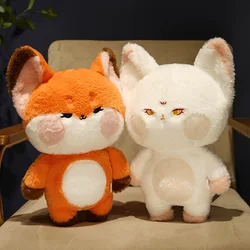 Peluche de zorro naranja y blanco con cola grande, suave