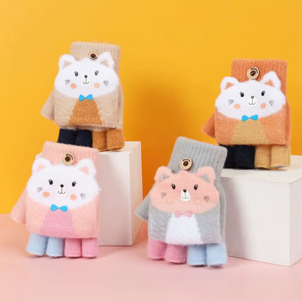 Guantes rosa con orejas de gato