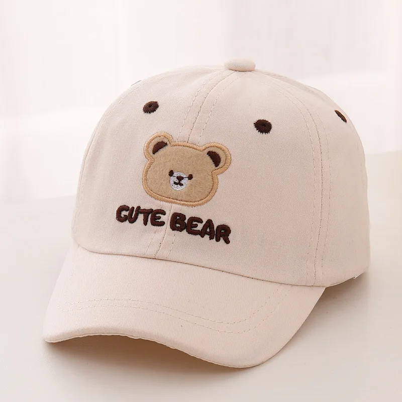 Gorra de béisbol con oso bordado para bebé – Algodón transpirable