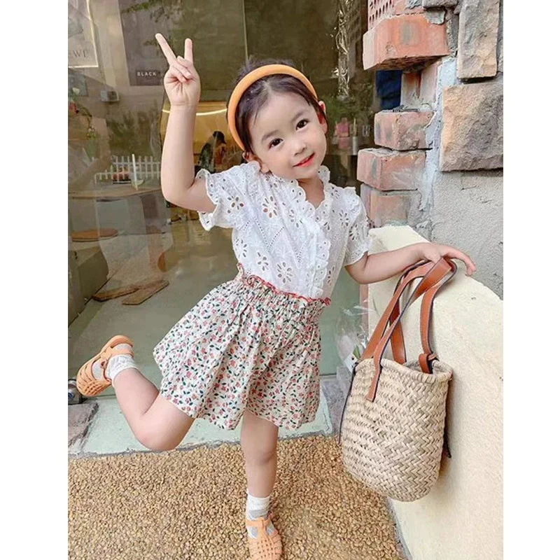 Conjunto de chaleco para niña con pantalón corto encaje - imagen 5