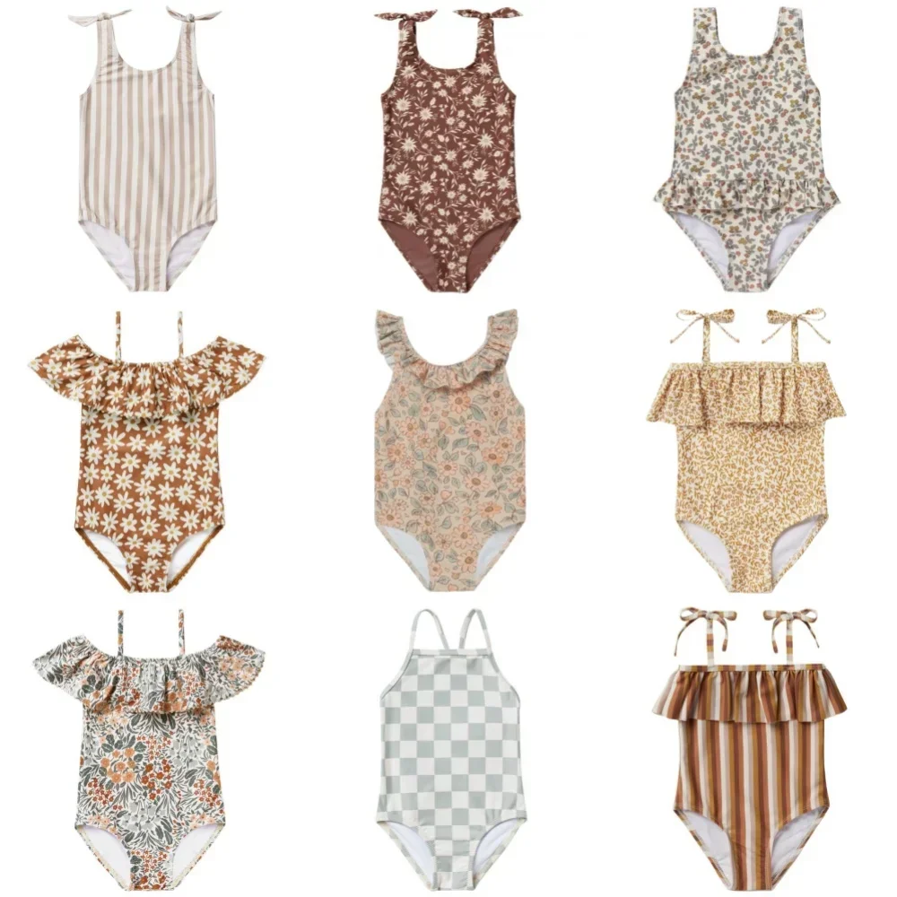 RC traje de baño una pieza a rayas floral para niña - imagen 4