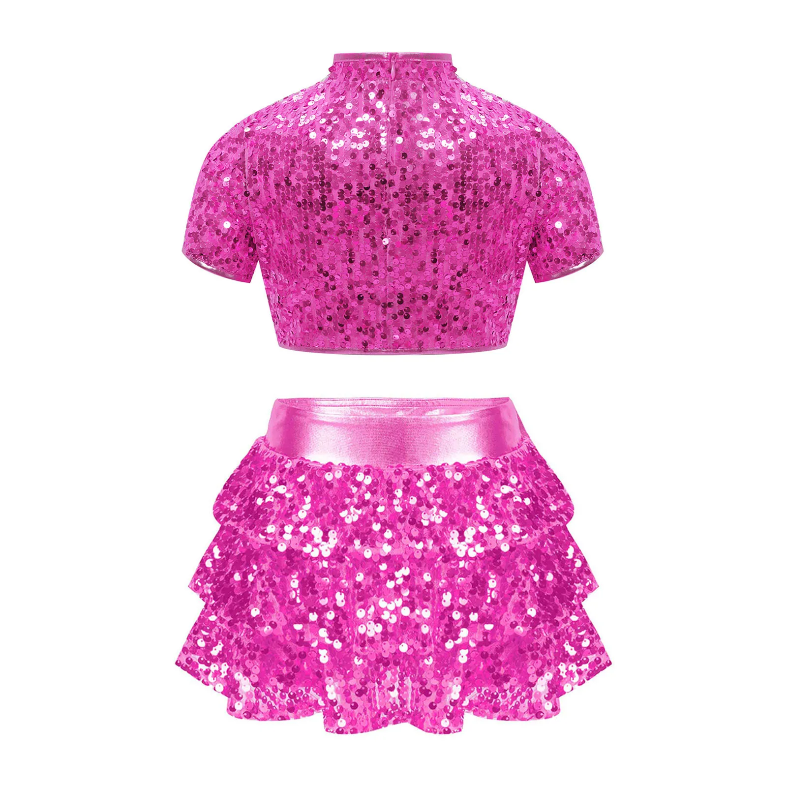 Traje de porristas para niña de jazz moderno con lentejuelas brillantes - imagen 2