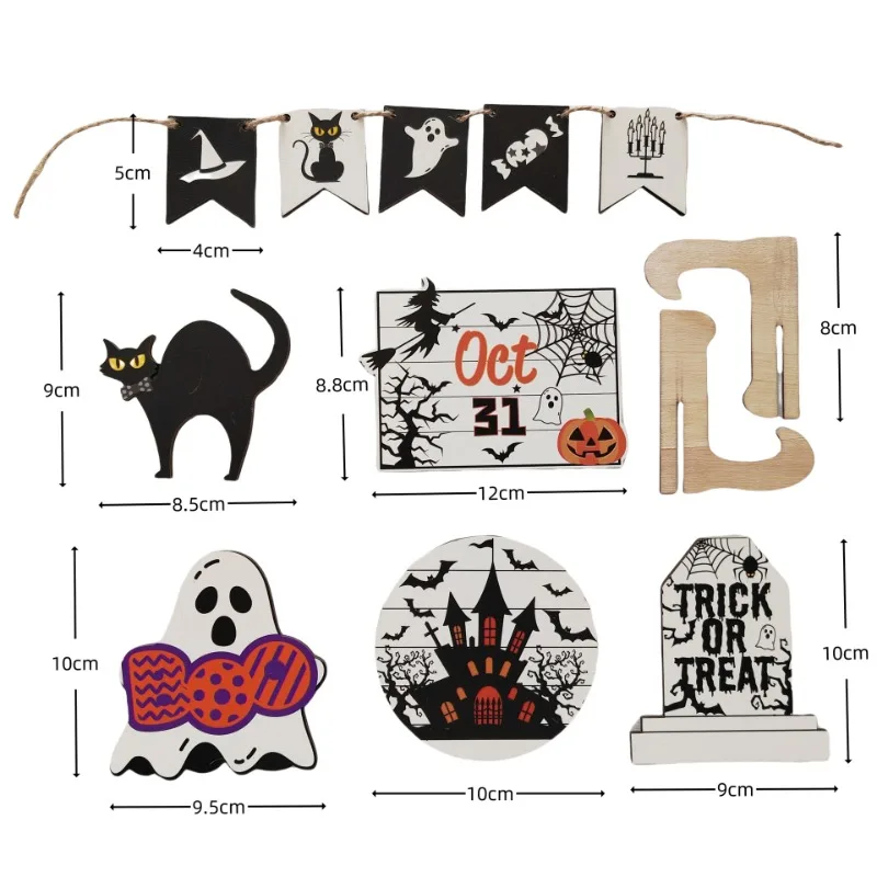 Bandeja en capas de madera fantasma para decoración Halloween infantil - imagen 4