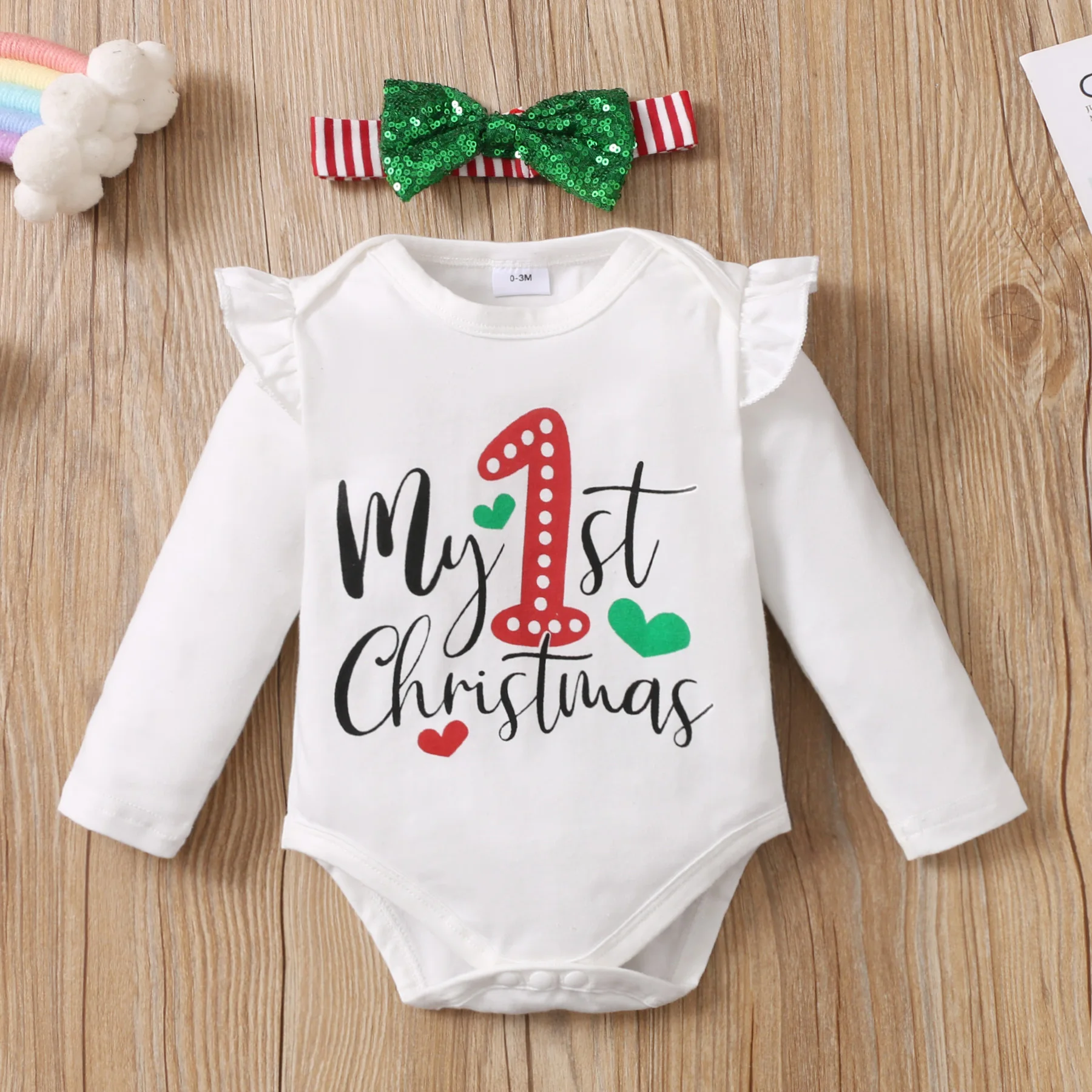 Conjunto Navidad bebé niña: pelele, falda malla, calcetines y diadema - imagen 5