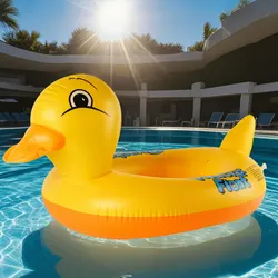 Flotador hinchable pato con anillo de asiento para piscina y playa