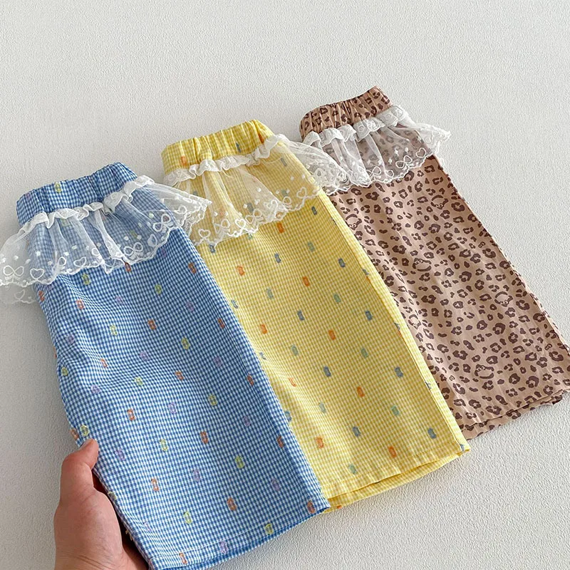 Pantalones anchos de verano a cuadros para niños con leopardo - imagen 4