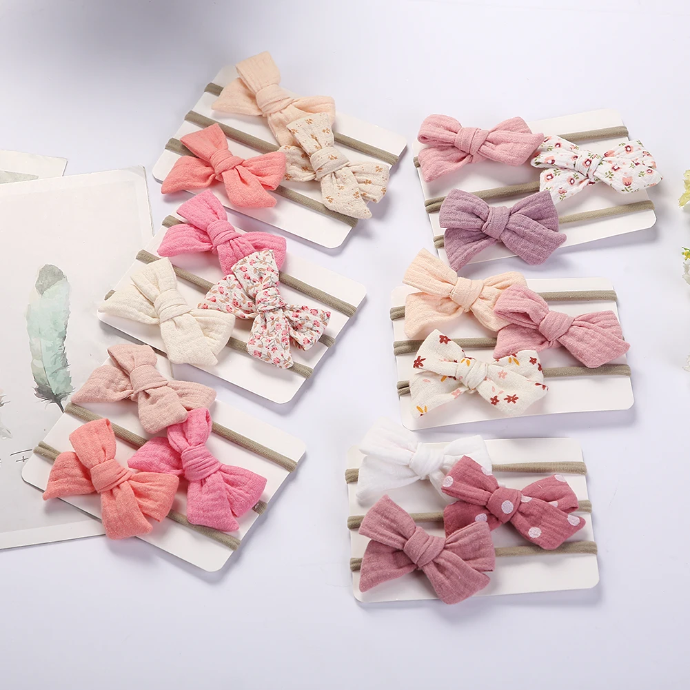 Diadema elástica de muselina para niña con lazo y estampado floral - imagen 4