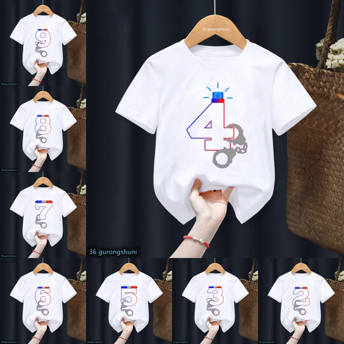 Camiseta policía sirena cumpleaños niño niña regalo fiesta - imagen 3