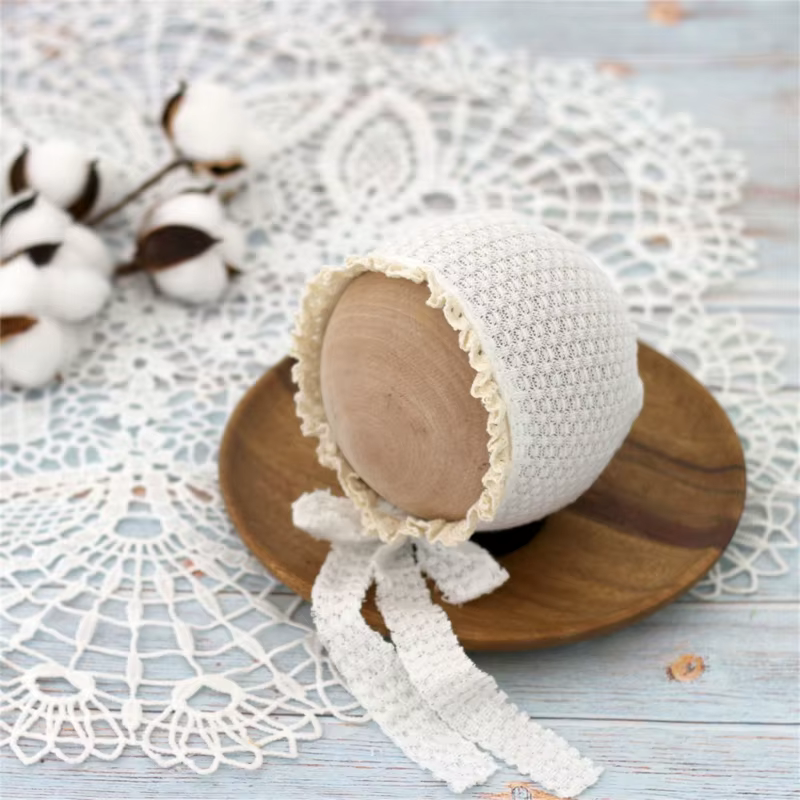 Gorro de bebé de nailon de punto, encaje ajustable
