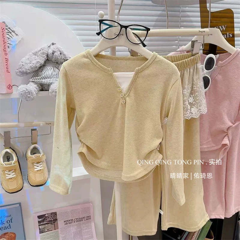 Conjunto de encaje para niña blusa manga larga y pantalón - imagen 5