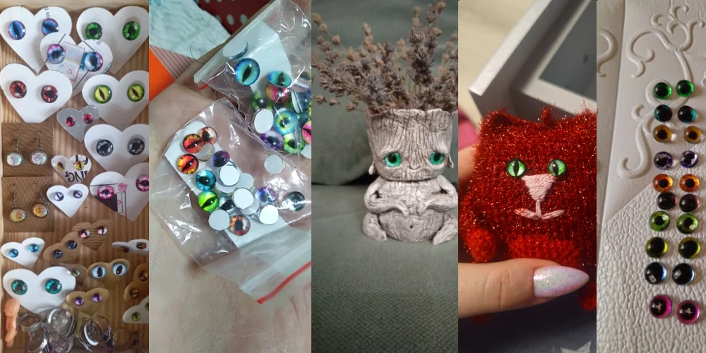 Detalle de ojos de cristal para muñecas