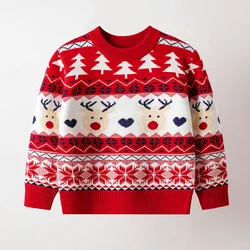 Jersey de punto cálido infantil para otoño e invierno con dibujos