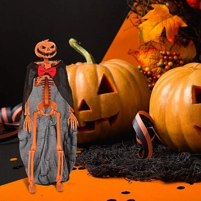 Decoración esqueleto de calabaza de Halloween con articulaciones posables - imagen 4