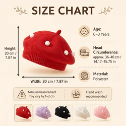 Gorro de punto para bebé unisex con pompón suave, estilo pintor