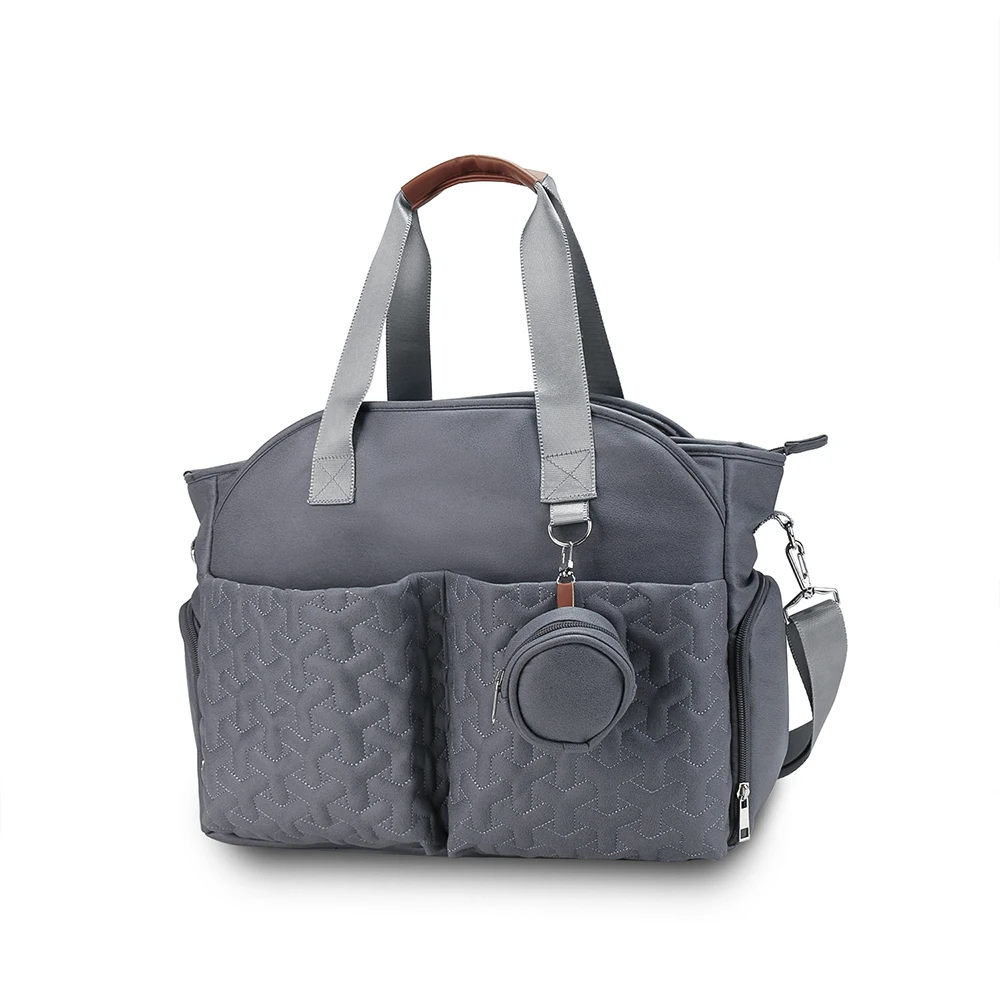Bolsa de pañales gris desmontable texturizada con correa ajustable - imagen 3