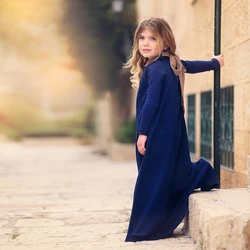 Vestido maxi de muselina a juego con top punto - caqui y azul marino