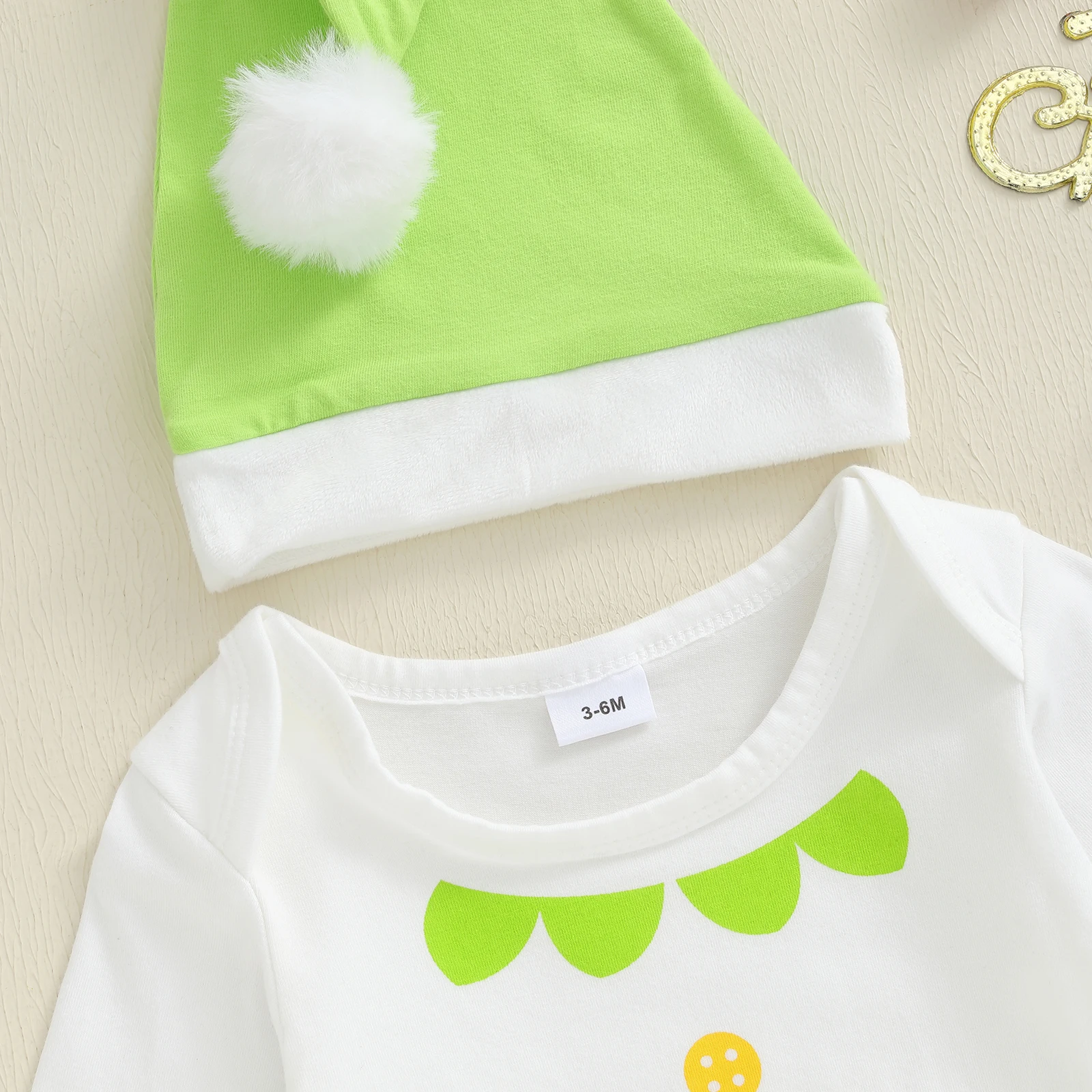Conjunto de Navidad bebé Tregren: mameluco a contraste y sombrero - imagen 4