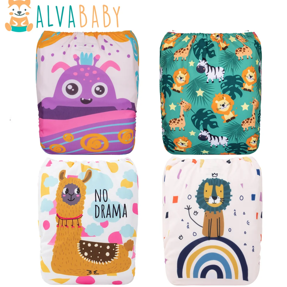 ALVABABY Pañal de tela bebé reutilizable con inserto microfibra - imagen 3